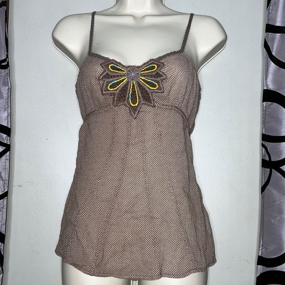Free People Tops - Free People beaded tank top with adjustable straps size 4